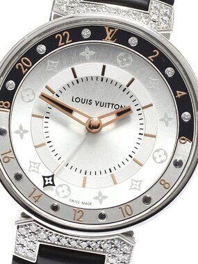 LOUIS VUITTON Tambour Moon Dual Time MM QA108 Quartz Ladies Watch